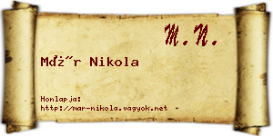 Már Nikola névjegykártya